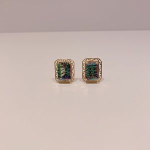 10k yellow gold mystic topaz earrings